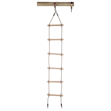 Swingking touwladder met oogringen en 6 houten treden