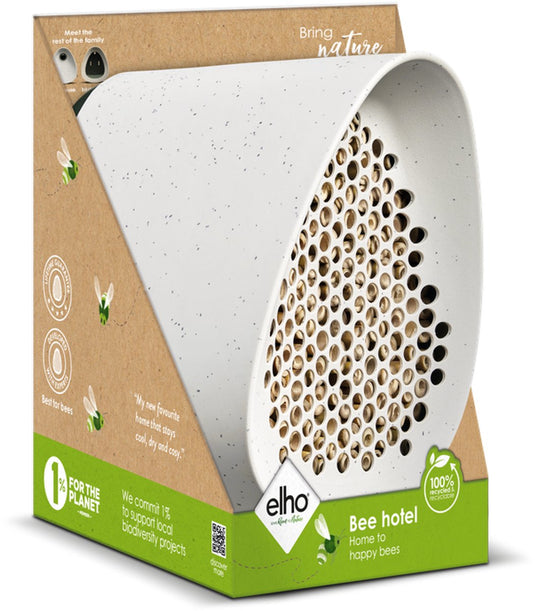 Elho essential bee hotel 18cm - bijenhotel - modern design - 100% gerecycled plastic - l18 x b21.1 x h23 cm - fibrous grey