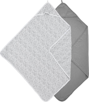 Meyco baby cheetah uni badcape - 2-pack - grey - 80x80cm