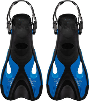 Atlantis dolphin - flippers - zwemvliezen - verstelbare hielstrap - voor zwemmen snorkelen - volwassenen - zwart petrol blauw - 36-41
