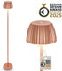 B.k.licht briloner champ - oplaadbare vloerlamp - snoerloze staande lamp - dimbaar - in hoogte verstelbaar - voor binnen en buiten - koperkleurig - ø19 x 124 cm