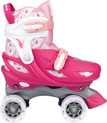 Nijdam rolschaatsen verstelbaar - feather drops - roze - maat 33-36