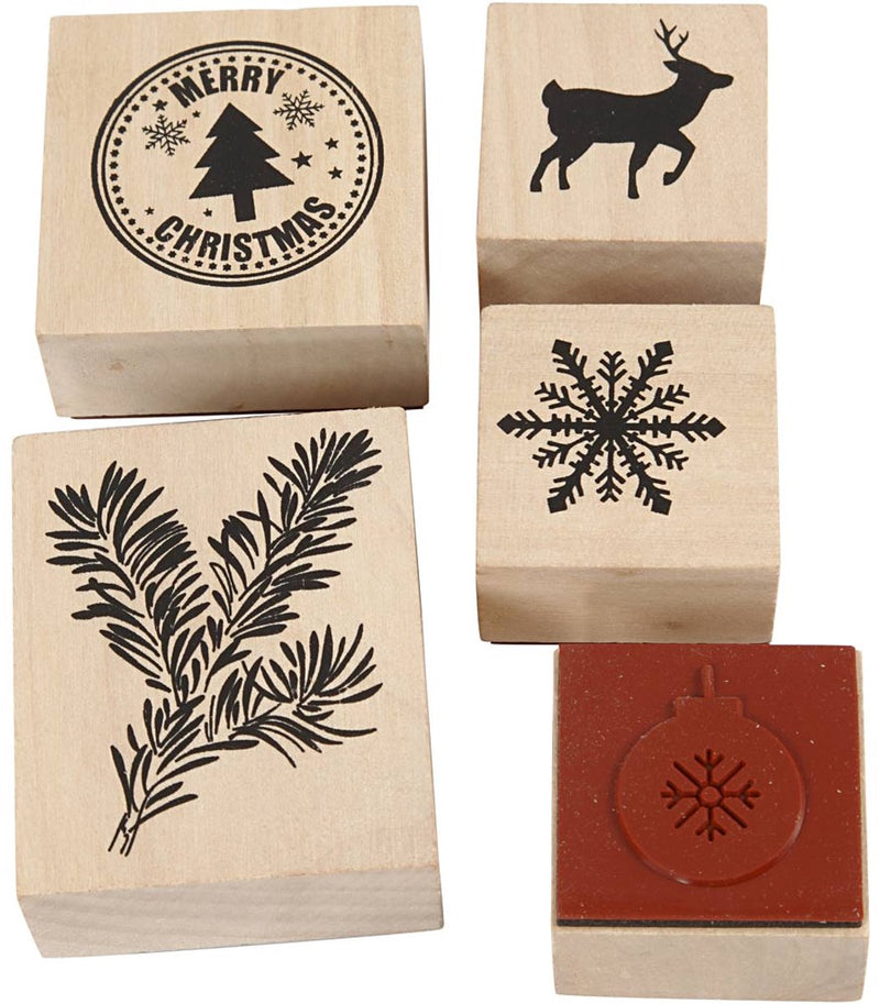 ギャラリービューアに画像をロードする, Creativ company houten stempelset kerstmis, 5dlg.

