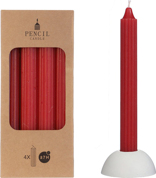 Hortus potlood kaarsen set 4 stuks dia. 2.2 x h 20 cm rood