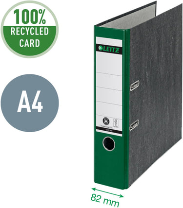 Leitz 180° ordner gewolkt a4 - 80mm - 100% gerecycled - groen - 3 stuks