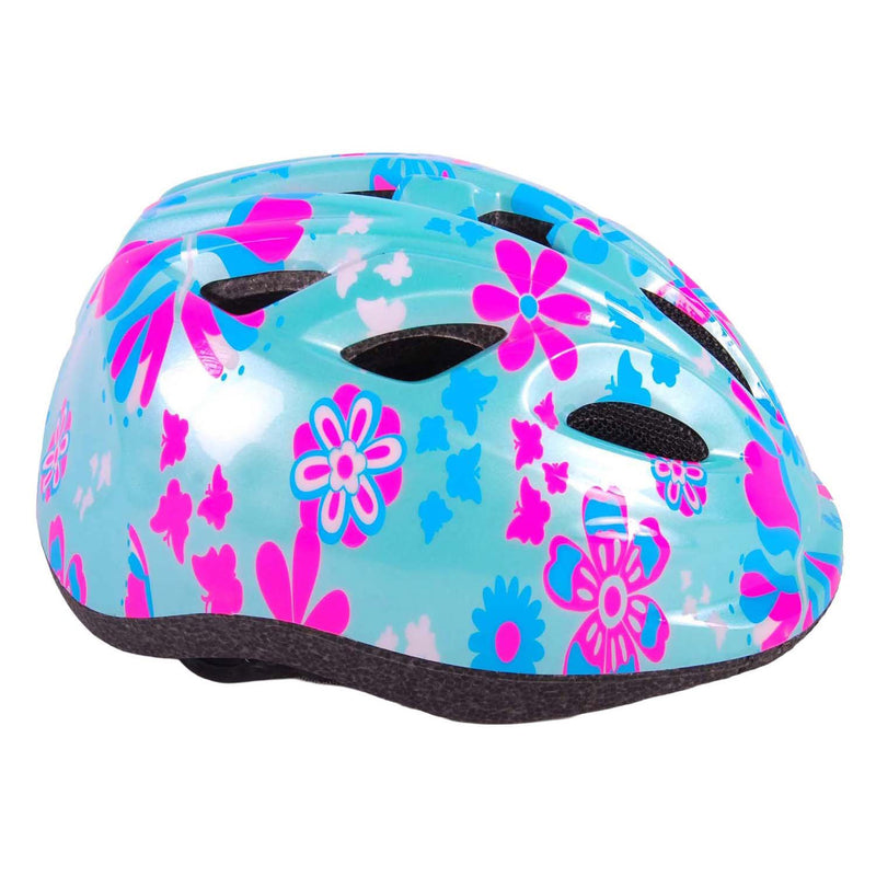 Load image into Gallery viewer, Volare kinder fietshelm - xs - blauw roze bloemetjes - 47-51 cm - extra klein model
