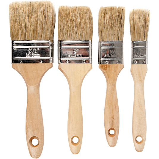 Vernis kwasten, l: 19,5-21 cm, b: 25-63 mm, plat, 4 stuk 1 doos
