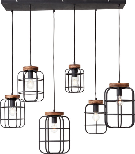Brilliant gwen - hanglamp - e27 max 6x40w - zwart hout
