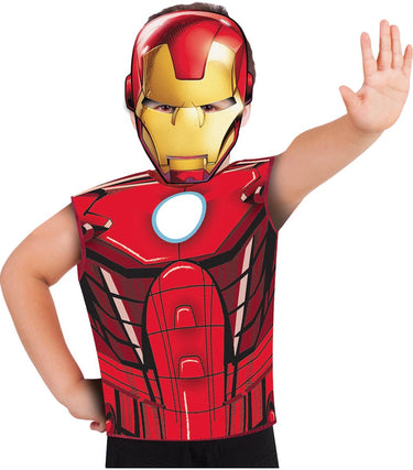 Rubies france iron man™ t-shirt en masker voor kinderen - verkleedkleding