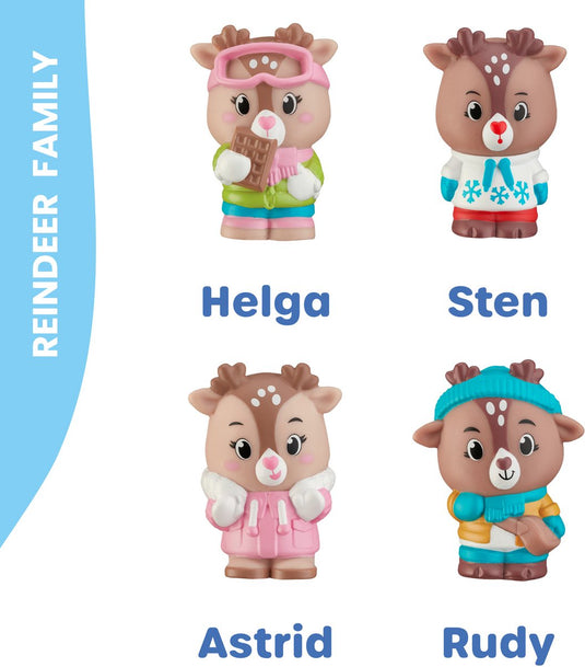 Klorofil de familie rendier speelset - speelfiguren set - poppetjes familie - kinder speelgoed - rudy, astrid, sten en helga - vanaf 18 maanden - 4-delig