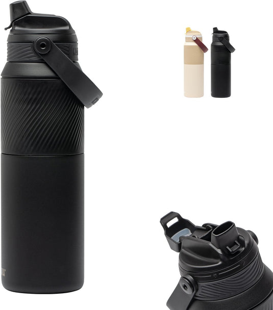 Kambukka dupla geïsoleerde drinkfles 1000 ml - 2-in-1 waterfles - 100% lekvrij - black raven
