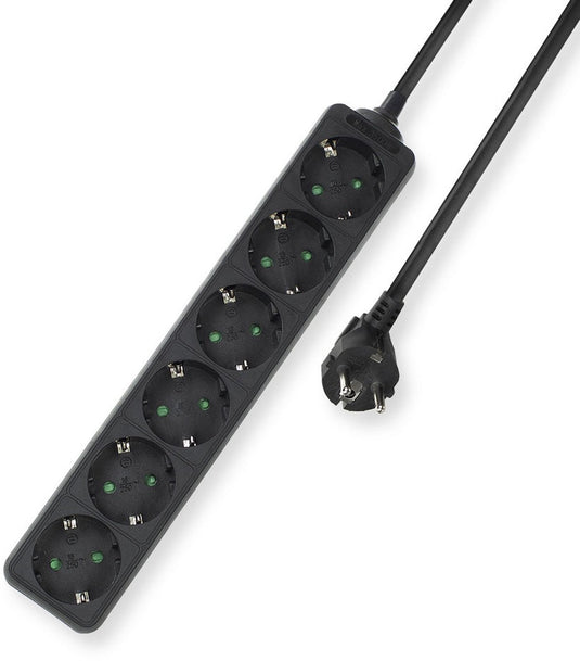 Act stekkerdoos zwart – 6-voudig – 3 meter kabel – ac2460