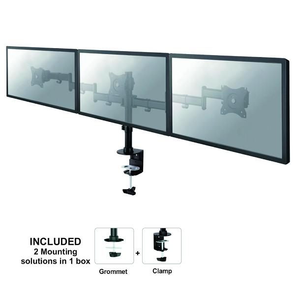 Load image into Gallery viewer, Neomounts neomounts nm-d135d3black neomounts triple desk mount, 3x 10-27 , 24 kg, tilt turn rotate,
