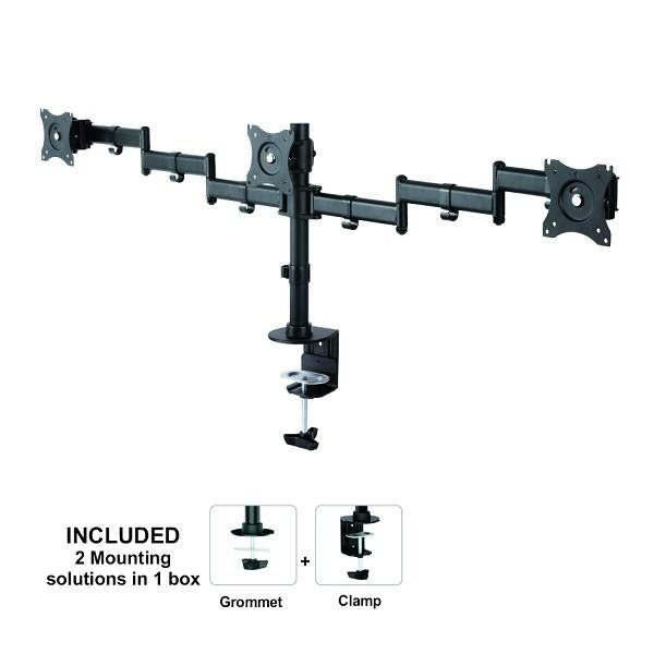 Load image into Gallery viewer, Neomounts neomounts nm-d135d3black neomounts triple desk mount, 3x 10-27 , 24 kg, tilt turn rotate,
