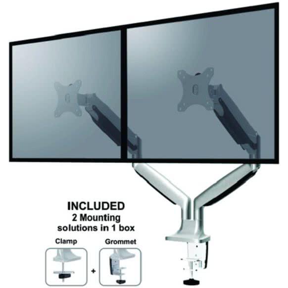 Load image into Gallery viewer, Neomounts neomounts fpma-d750dsilver flatscreen monitor bureausteun met gasveer, 2x 10-30 , 9 kg,
