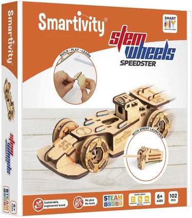 Smartivity mechanische wheel racers speedster - houten 3d bouwpakket lanceerder - duurzaam constructiespeelgoed modelbouw - cadeau voor jong oud - vanaf 8 jaar tot volwassen