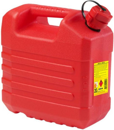 Eda kunststof jerrycan - rood - l35 x b23 x h37 cm - 20 liter - geschikt voor brandstof