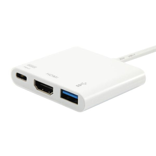 Equip 133461 usb type c to hdmi female usb a female pd adapter, 4k, pastic, 15cm, white