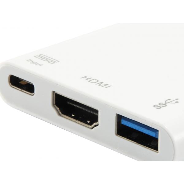 Load image into Gallery viewer, Equip 133461 usb type c to hdmi female usb a female pd adapter, 4k, pastic, 15cm, white
