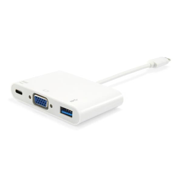 Load image into Gallery viewer, Equip 133462 usb type c to vga female usb a female pd adapter, 1080p, 15cm, white
