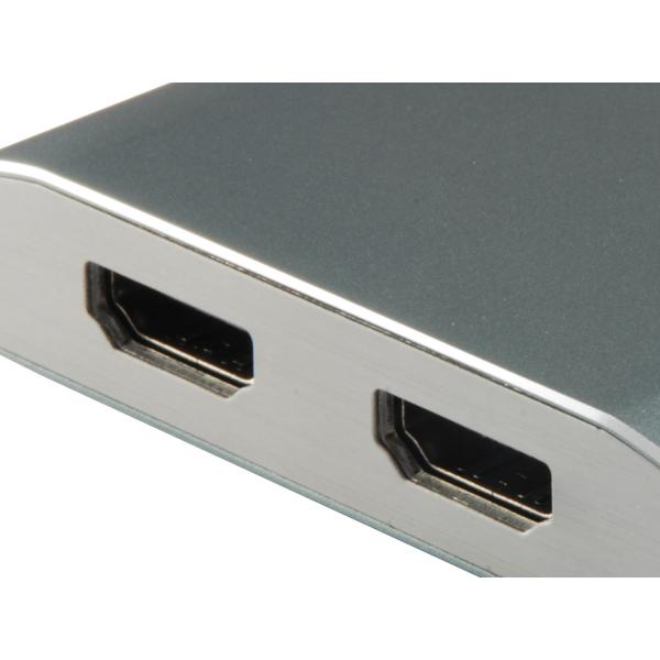 Load image into Gallery viewer, Equip 133464 usb type c to 2x hdmi female adapter, 2160p@30 hz, usb3.1 gen1, grey
