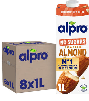 Alpro amandeldrink no sugars - ongezoete amandelmelk - plantaardig - geroosterde smaak - 8 x 1l