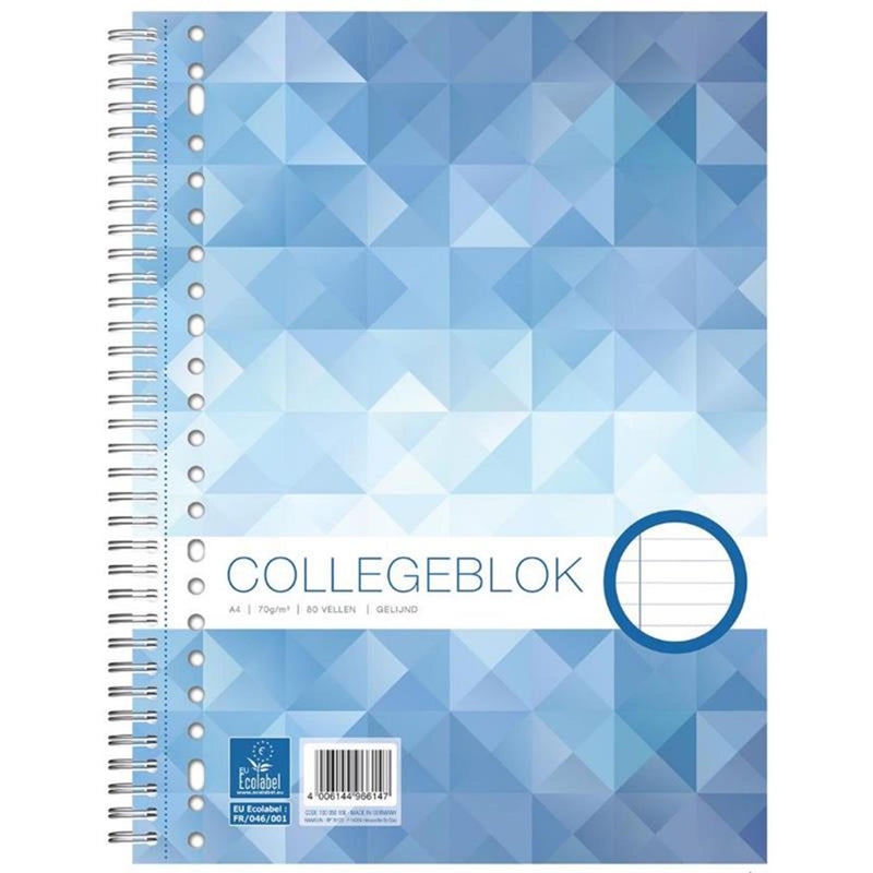 Ecolabel collegeblok 23r a4 gelijnd 22x29,5cm 5st