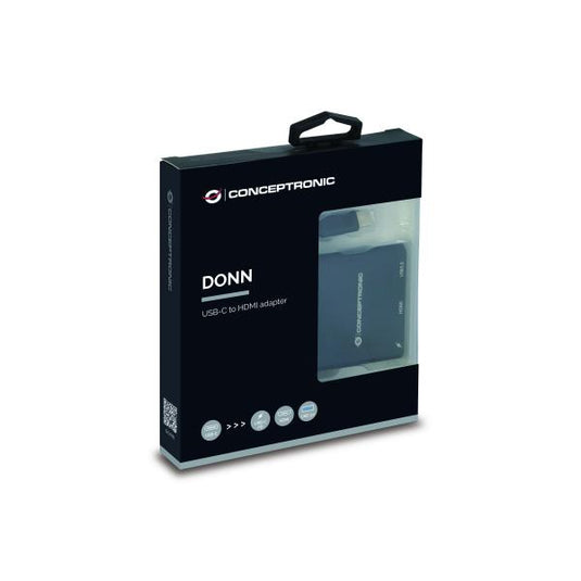 Conceptronic donn01b donn usb-c to hdmi adapter, usb 3.2 gen 1 (3.1 gen 1) type-a c, hdmi, black
