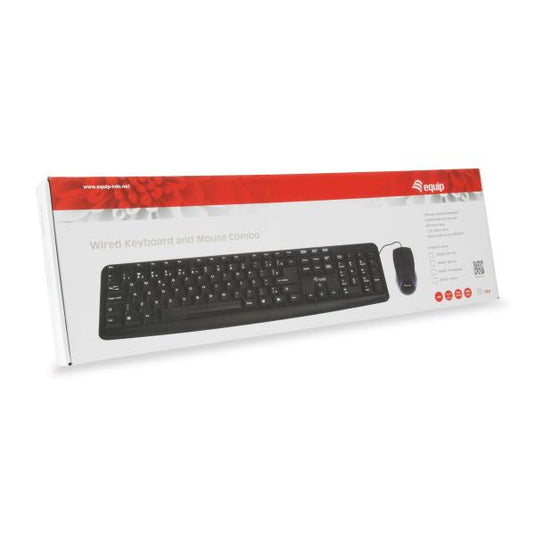 Equip 245200 wired keyboard and mouse combo germany layout, usb, qwertz, 105 key, 1000 dpi, black