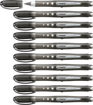 Stabilo worker+ colorful - rollerball pen 0.5 mm - zwart - doos 10 stuks