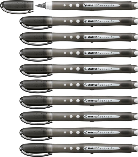 Stabilo worker+ colorful - rollerball pen 0.5 mm - zwart - doos 10 stuks