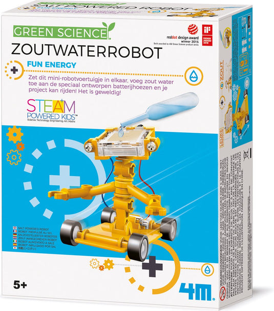 4m wetenschap en spel - maak je eigen zoutwater robot - bouwpakket - kidzlabs - green science - 5 jaar