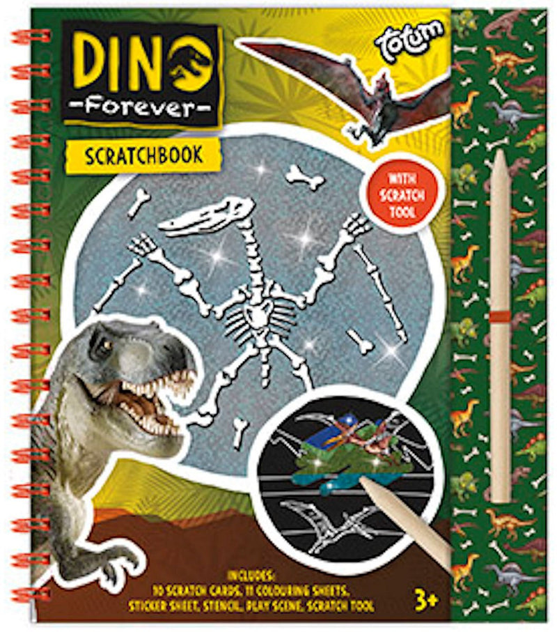 Afbeelding laden in galerijviewer, Totum dino vakantie doeboek kraskaarten en kleurboek dinosaurus scratch art junior harde kaft a5 forever dino
