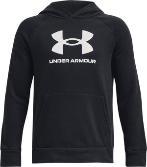 Under armour ua rival fleece bl hoodie unisex sporttrui - zwart - wit