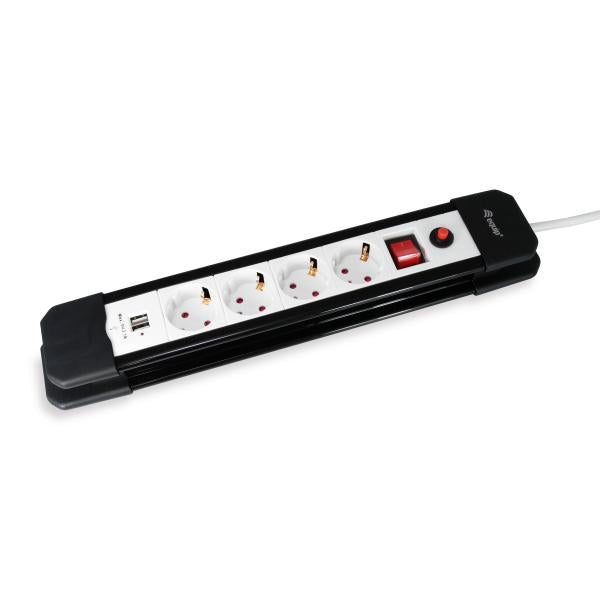 Load image into Gallery viewer, Equip 245553 4-outlet power strip with 2x usb, 4x ac outlet(s) indoor, type f, 1.5 mm², 1.5 m
