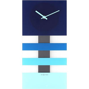 Nextime klok 2855bl bold stripes, 38x19 cm, wall, blue