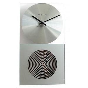 Nextime klok 3028 op clock, 16x30.2 cm, wall, glass, silver