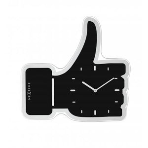 Nextime klok 3072zw thumbs up, 40.5x41.cm, wall, black silver
