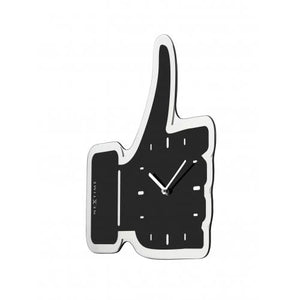 Nextime klok 3072zw thumbs up, 40.5x41.cm, wall, black silver