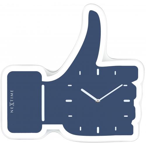 Load image into Gallery viewer, Nextime klok 5185bl mini thumbs up, 20.5x21, wall, blue silver
