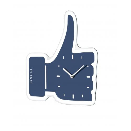 Load image into Gallery viewer, Nextime klok 5185bl mini thumbs up, 20.5x21, wall, blue silver
