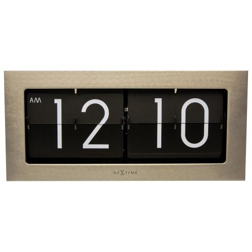 Load image into Gallery viewer, Nextime klok 5198zi big flip, 16,7x36 cm, flip-over, silver
