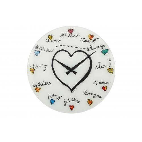 Load image into Gallery viewer, Nextime klok 8030 loving you, ø43 cm, wall, white multi-color
