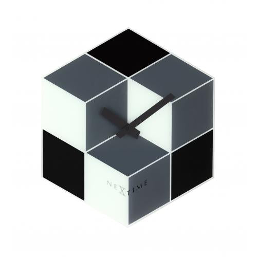 Load image into Gallery viewer, Nextime klok 8171 cubic, 43.5x37 cm, wall, black white gray
