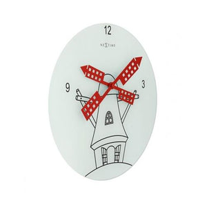 Nextime klok 8807 windmil, ø30 cm, wall, white black red