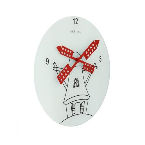 Load image into Gallery viewer, Nextime klok 8807 windmil, ø30 cm, wall, white black red
