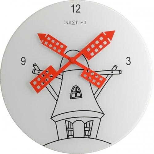 Load image into Gallery viewer, Nextime klok 8807 windmil, ø30 cm, wall, white black red
