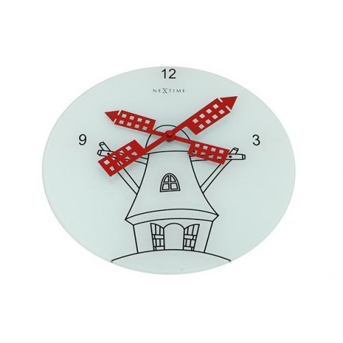 Load image into Gallery viewer, Nextime klok 8807 windmil, ø30 cm, wall, white black red

