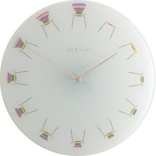 Nextime klok 8809 chair, ø30 cm, wall, white multi-color