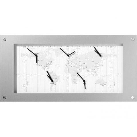Nextime klok b1009065 time zone, 39x90 cm, white silver
